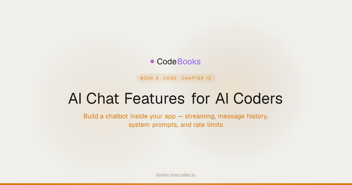 AI Chat Features for AI Coders | SheCodes Books